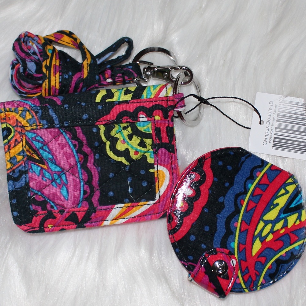 Vera Bradley, Campus Double ID Lanyard and Mirror Twilight Paisley